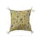 Hello Honey® Chartreuse & Blue Floral Pattern Cotton Pillow with Yarn-Wrapped Tassels
